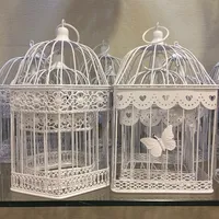 Cage à oiseaux en métal blanche, décoration pour mariage, haute qualité, vente en gros