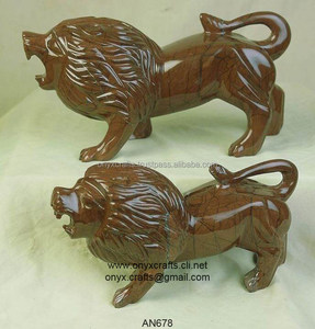 Figurine de lion sculptée à la main en marbre chocolat modèle animal artisanal en pierre de qualité supérieure pour la décoration intérieure - Product Image 1