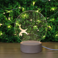 Table de chevet décorative en bois, lampe de bureau en acrylique 3D, veilleuse en acrylique laser, cadeau pour enfants, pour hôtel