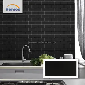 Best Selling 75X150 Matte Black Keramische Tegel Keuken Backsplash Baksteen Metro Tegel