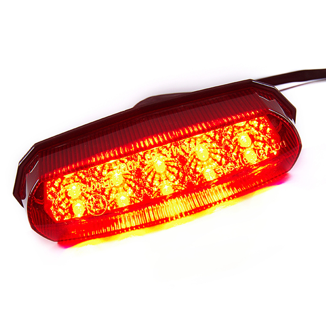 E-Marked Universal 12V Rear Lights for Motorbikes 10PCS Amber LEDs Beads Taillights with Clear Lens Made of Aluminium