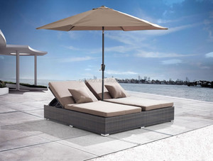 Chaise longue de <span class=keywords><strong>lit</strong></span> de luxe conçu 2 personnes réglable dos <span class=keywords><strong>parapluie</strong></span> trou rotin soleil <span class=keywords><strong>lit</strong></span> - Product Image 5