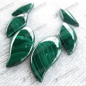 Leaf Carved Malachite Beads Natural Malachite Loose Stone Beads