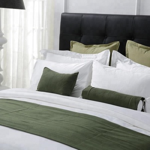 Twin Size <strong>Green</strong> Color <strong>Bed</strong> Runner and Decorative Cushion Luxury <strong>Bed</strong> <strong>Sheets</strong> - Product Image 3