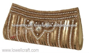 Lowellcraft Ladies <b>Wedding</b> <b>Clutch</b> Bag with Satin Material and Sequence Goodies - Product Image 2
