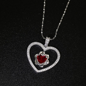 Desain Kalung Batu <span class=keywords><strong>Ruby</strong></span> Hati & Zirkonia Kubik - Product Image 2