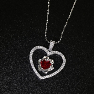 Cubic Zircon Heart Ruby Stone Necklace Designs