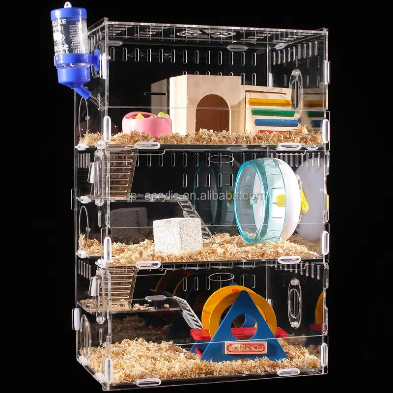 Sıcak satış özelleştirilmiş akrilik sürüngenler Hamster evcil hayvan sincap kutusu kafes