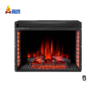 33 pouces plat noir décor flamme Électrique chauffe-Cheminée