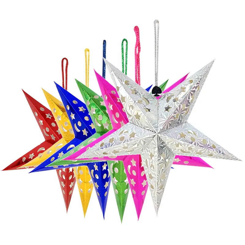 โคมไฟดาวกระดาษหลากสี30ซม.,โคมไฟโลหะรูปดาวกลวงแบบกำหนดเองของตกแต่งบ้านอุปกรณ์งานปาร์ตี้คริสต์มาส
