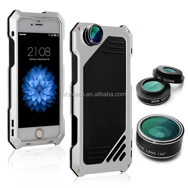 Drop Shipping Phone case Metal Phone Cover with Fish Eye Lens for iphone 6s