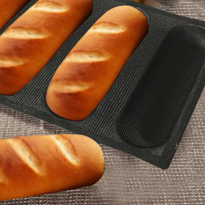 Moldes de silicona para hornear pan para uso doméstico, bandejas de horneado de pan, 4 loaves, formas de perros calientes, moños de malla abierta - Product Image 3
