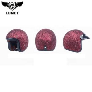 Venta al por mayor Rojo Negro marrón color gris medio de la cara llena de la motocicleta casco vintage - Product Image 4