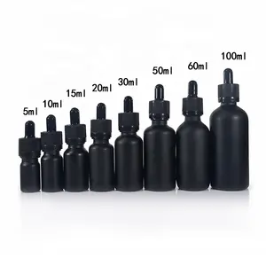 エッセンシャルオイルボトル5ml 10ml 15ml 20ml 30ml 50ml 100mlつや消しブラックホワイトガラスボトル、校正済みガラスパイプ付き