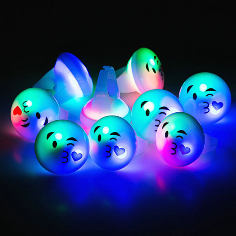 Смешанная упаковка, детские игрушки для пальцев со смешным лицом, светодиодное мигающее детское желейное кольцо