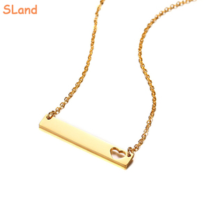 SLand produttore di gioielli collana di barre orizzontali personalizzate in acciaio inossidabile con cuore di amore <span class=keywords><strong>all</strong></span>'ingrosso per donne/ragazze incisione fai-da-te - Product Image 2