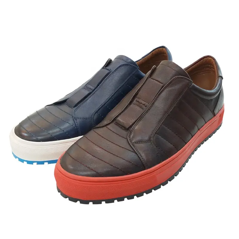 2022 new model genuine leather sport sneaker casual men shoes blue and wine fashion men casual shoes cheap men shoes