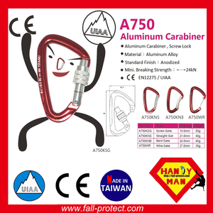 CE UIAA Certified 24KN Aluminum Screw Lock Rock Climbing Carabiner - Product Image 2