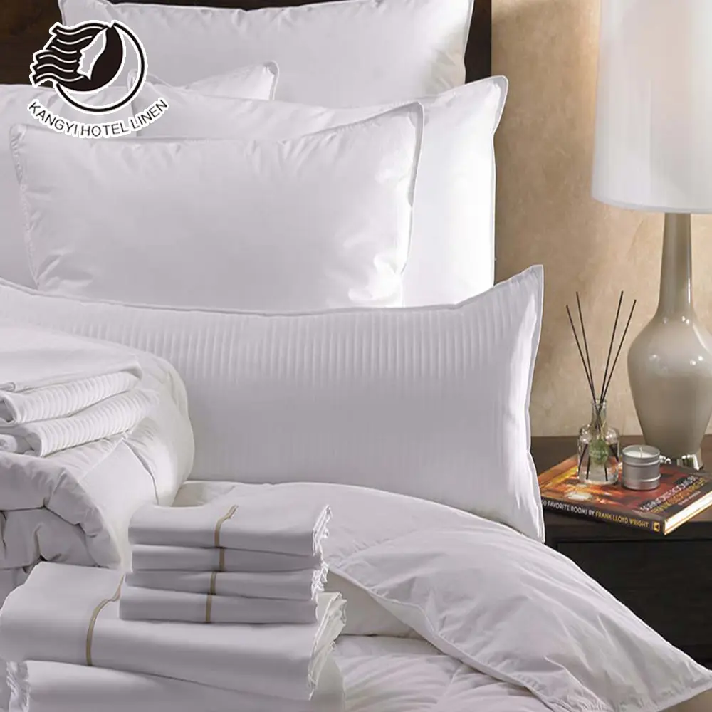 Customized Size White Sateen Plain Hotel Quilts Bedding 100% Cotton King Bed Comforter Set