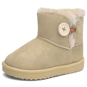 Botas de nieve de invierno para niños y niñas, botas antideslizantes de piel para exteriores