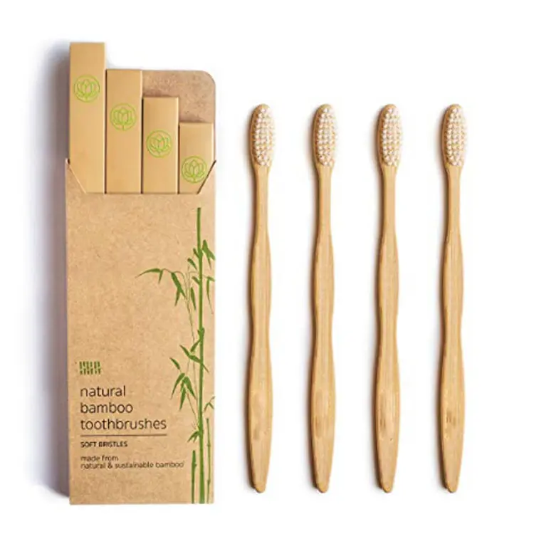 Vente en gros 100% Brosse à dents en bambou biodégradable écologique pour hôtel avec manche en bambou