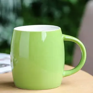 Promoción personalizada taza de café de cerámica amarilla sublimación Taza de cerámica taza de tambor