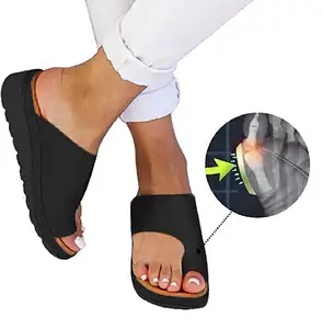 2023 New Women Comfy Summer Beach Flip Flops Slide Platform Sandal Toe Ring Sandal Flat