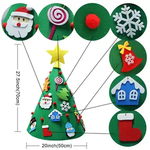 Árbol de Navidad de fieltro Artificial de decoración con adornos desmontables