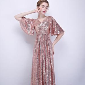 Graziosa signora luccicante con paillettes <span class=keywords><strong>da</strong></span> <span class=keywords><strong>sera</strong></span> maniche luccicanti <span class=keywords><strong>abito</strong></span> <span class=keywords><strong>da</strong></span> <span class=keywords><strong>sera</strong></span> con paillettes - Product Image 3