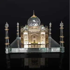 Modèle Taj Mahal en cristal avec base en bois, nouveau modèle