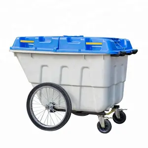 Best prices raw material outdoor waste bin with metal pedal and four wheel 400 liter container