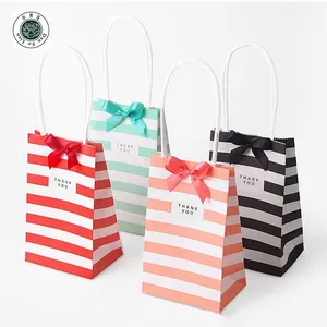 custom logo printed paper gift bag with handle luxury fancy craft paper gift bag