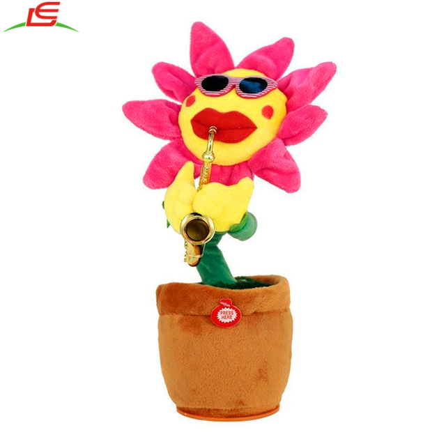 Musical Sing Dancing Sunflower Soft Plush Funny Creative Saxophone Singing Toy