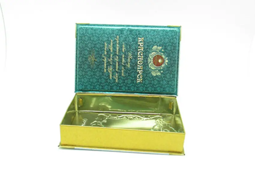 Tin Packing Box Decorative Book Shape Tea Packaging Tin Box With ISO Certified