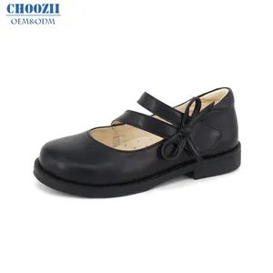 Choozii OEM Großhandel Mix Lot Bowknot Schnalle Leichte schwarze Gummi Leder Bulk Girls Boutique Schul schuhe für Kinder Mädchen