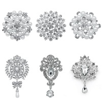 Weiman yüksek kalite altın veya gümüş kaplama büyük broşlar Set Lot 6 adet karışık DIY düğün kristal buketleri hediye