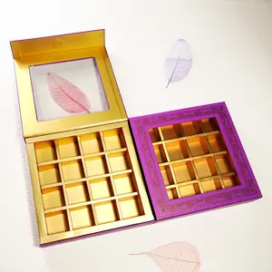 magnet cardboard chocolate compartment paper box for gift with clear window makers