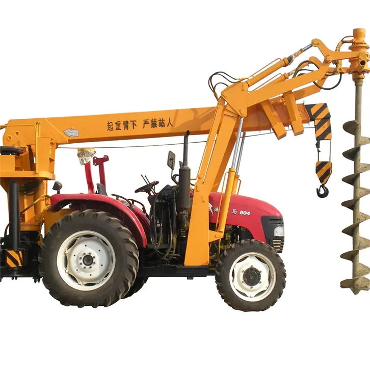 crane Tractor soil post hole trench digger machine auger drilling rig