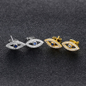 Marlary Saudi Arabia 18K Gold Plated Copper Blue Evil Eye Stud <strong>Earrings</strong> <strong>Tops</strong> Design for Women - Product Image 3