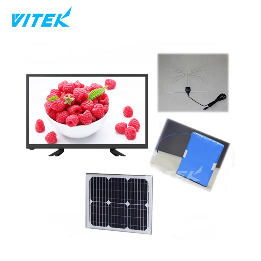 Small Size DC Solar Powered TV 22 32インチLED LCD Portable Rechargeable TV、New Hot Solar Television 12v DC LED TVでPakistan