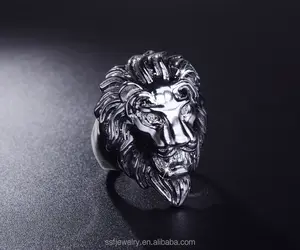 Cool Lion Head Hip Hop Rings Animal Head Fashion Ring Alloy Hiphop Wedding Bands or Rings Copper Alloy Micro Insert Pave Setting