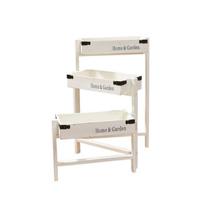 Supporto per vaso di fiori in legno massello con scala a 3 livelli durevole in stile Country americano - Product Image 5