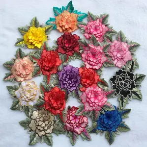 卸売水溶性刺繍花布コンピューター刺繍パッチ衣類装飾アクセサリーステッカー