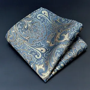 男士领带和口袋方形定制印花100% 丝绸口袋方形
