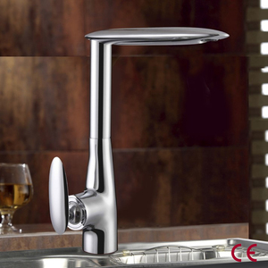 Robinet <span class=keywords><strong>de</strong></span> cuisine à <span class=keywords><strong>col</strong></span> <span class=keywords><strong>de</strong></span> <span class=keywords><strong>cygne</strong></span> à poignée unique monté sur évier Norme européenne CE avec bec extractible - Product Image 2