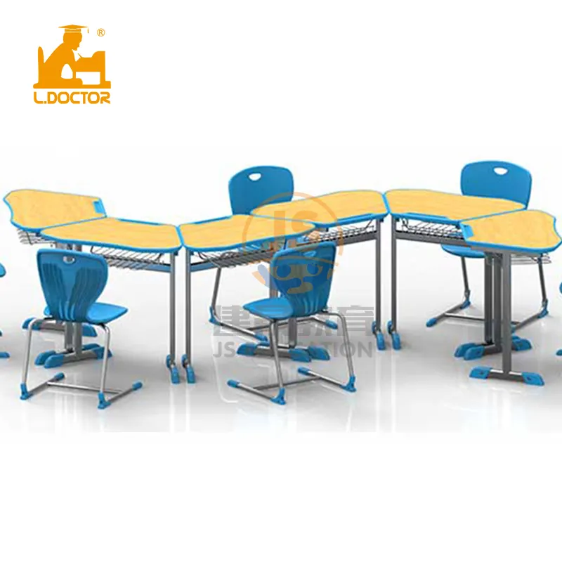 Modern university school furniture Trapezoid desk table classroom for combined