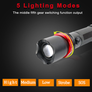 Lampe torche LED étanche 18650 3W longue <span class=keywords><strong>distance</strong></span> 1000 <span class=keywords><strong>Lumens</strong></span> lampe de poche tactique batterie rechargeable d'urgence - Product Image 3