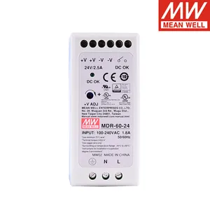 SMPS 원래 Meanwell MDR-60-24 60W 24V 2.5A AC-DC 단일 출력 산업용 DIN 레일 스위칭 전원 공급 장치