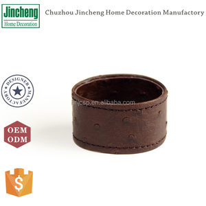 Ensemble d'anneaux <span class=keywords><strong>de</strong></span> serviettes <span class=keywords><strong>en</strong></span> cuir faux cuir d'autruche, 4 pièces - Product Image 3