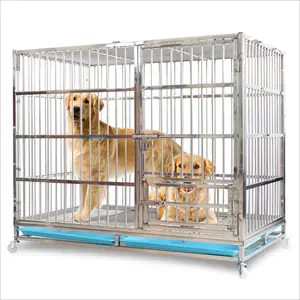 Tùy Chỉnh Dog House Đúp Cửa Có Thể Gập Lại Vuông Thép Không Gỉ Lớn Dog Crate